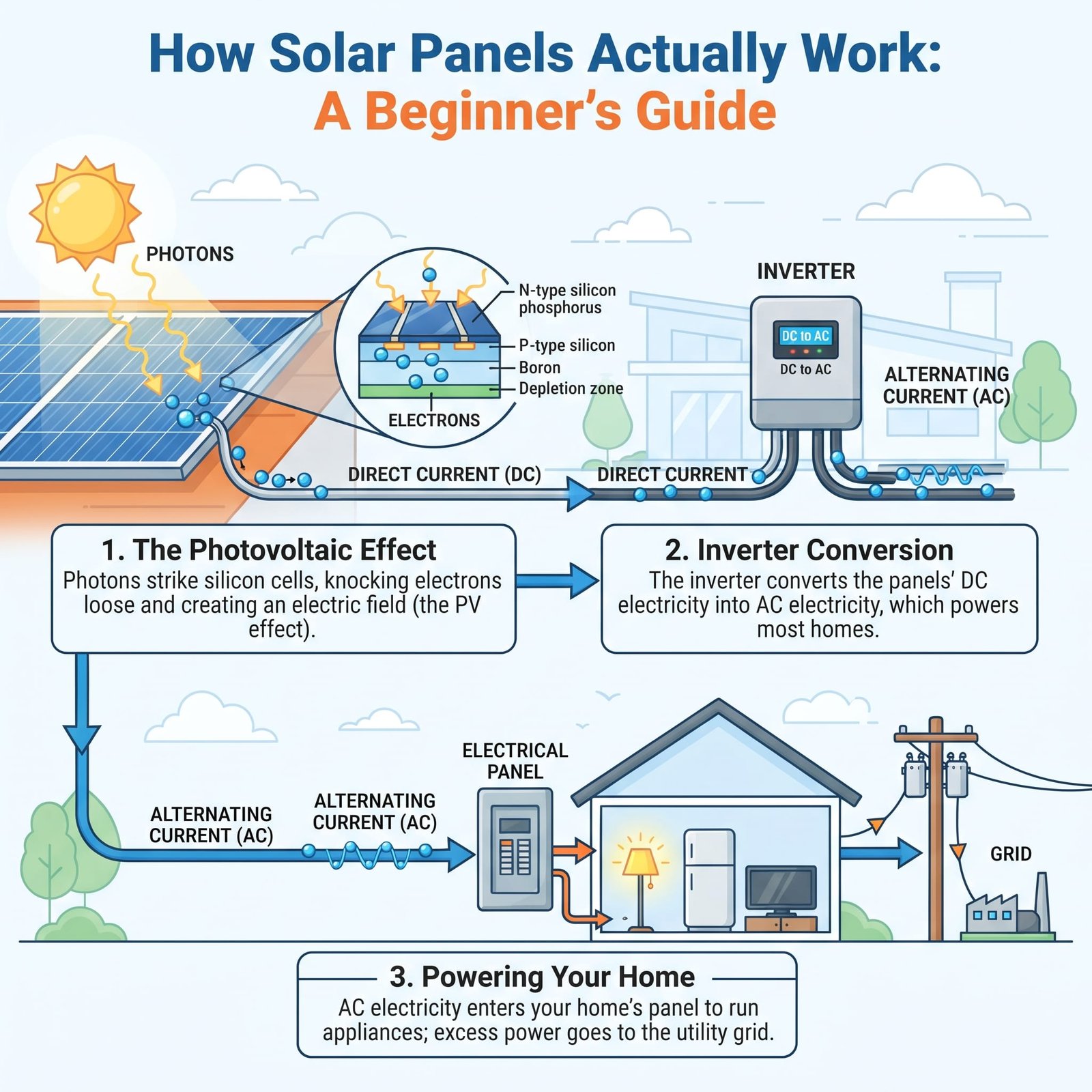 solar panels turn sunlight elect