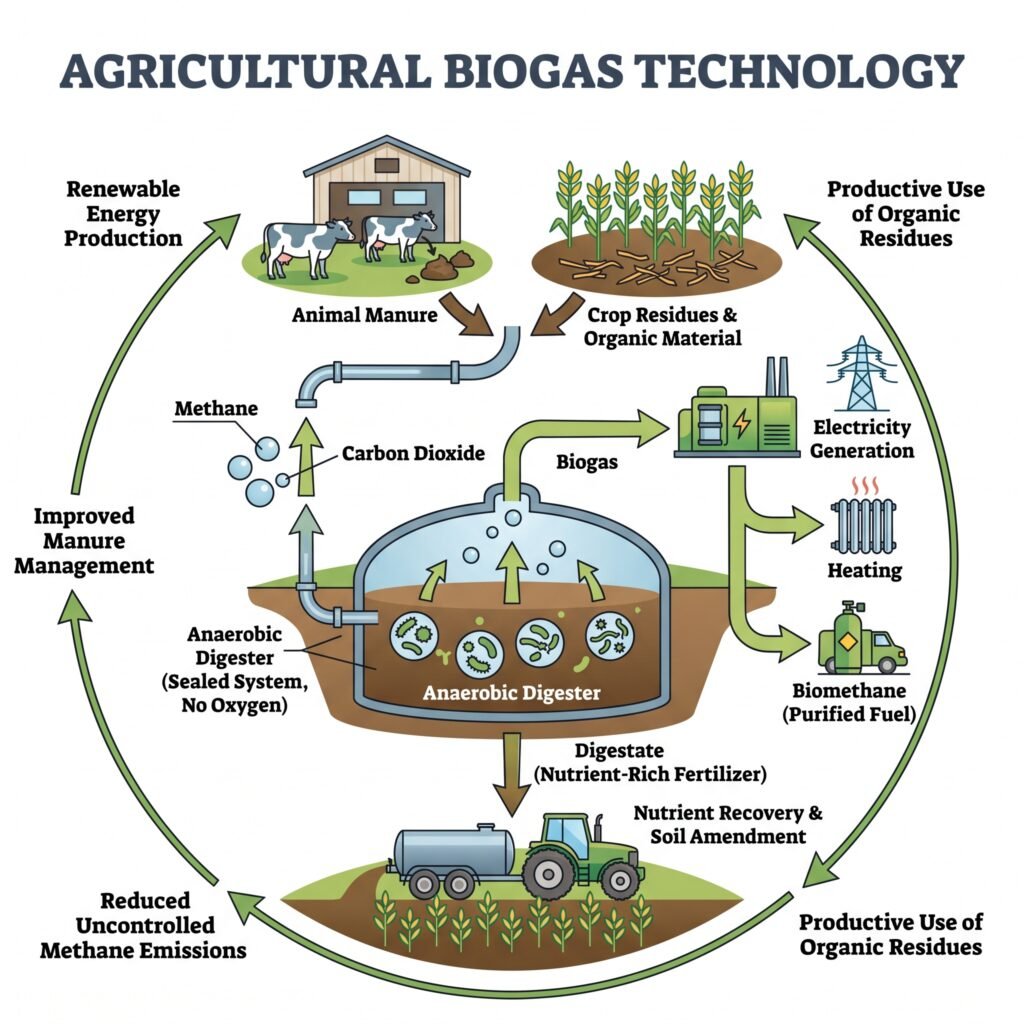 Agricultural Biogas Technology converting farm waste into renewable energy