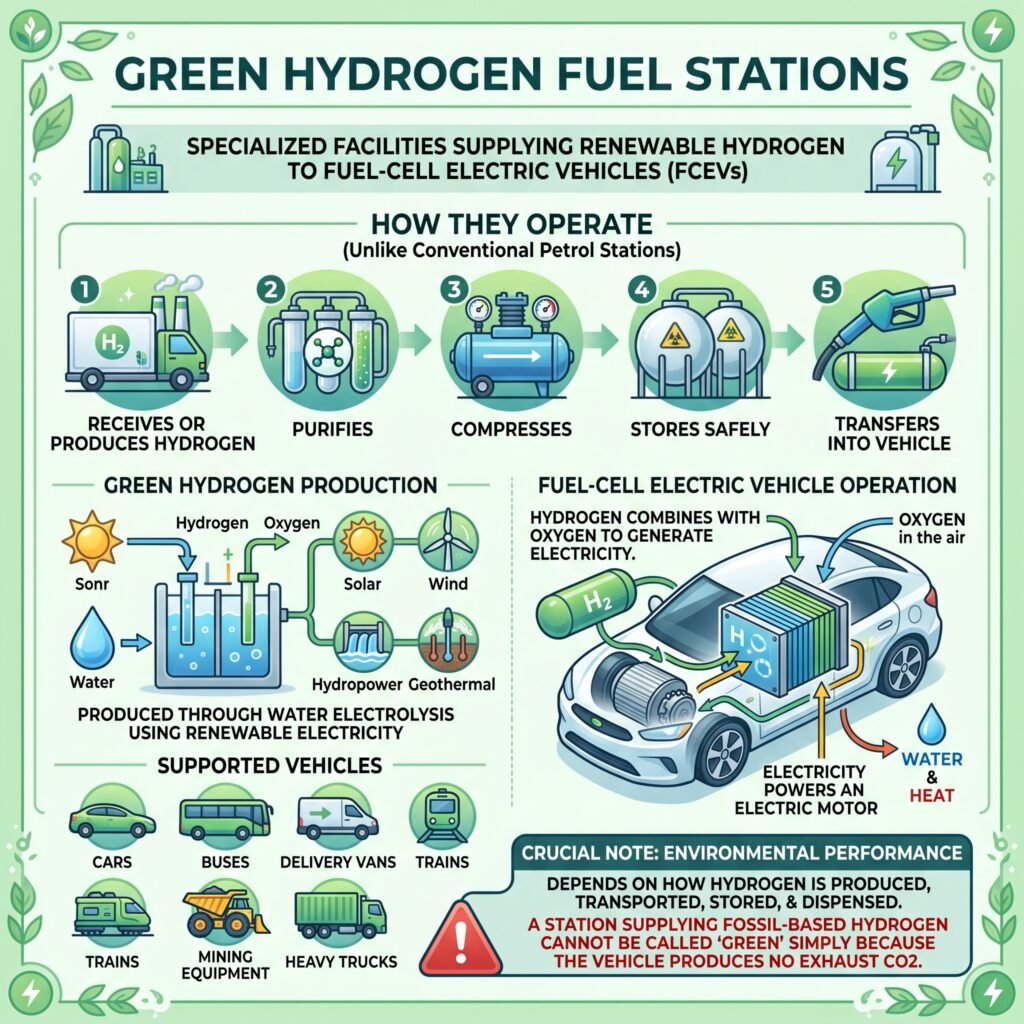 Green Hydrogen Fuel Stations for clean transportation