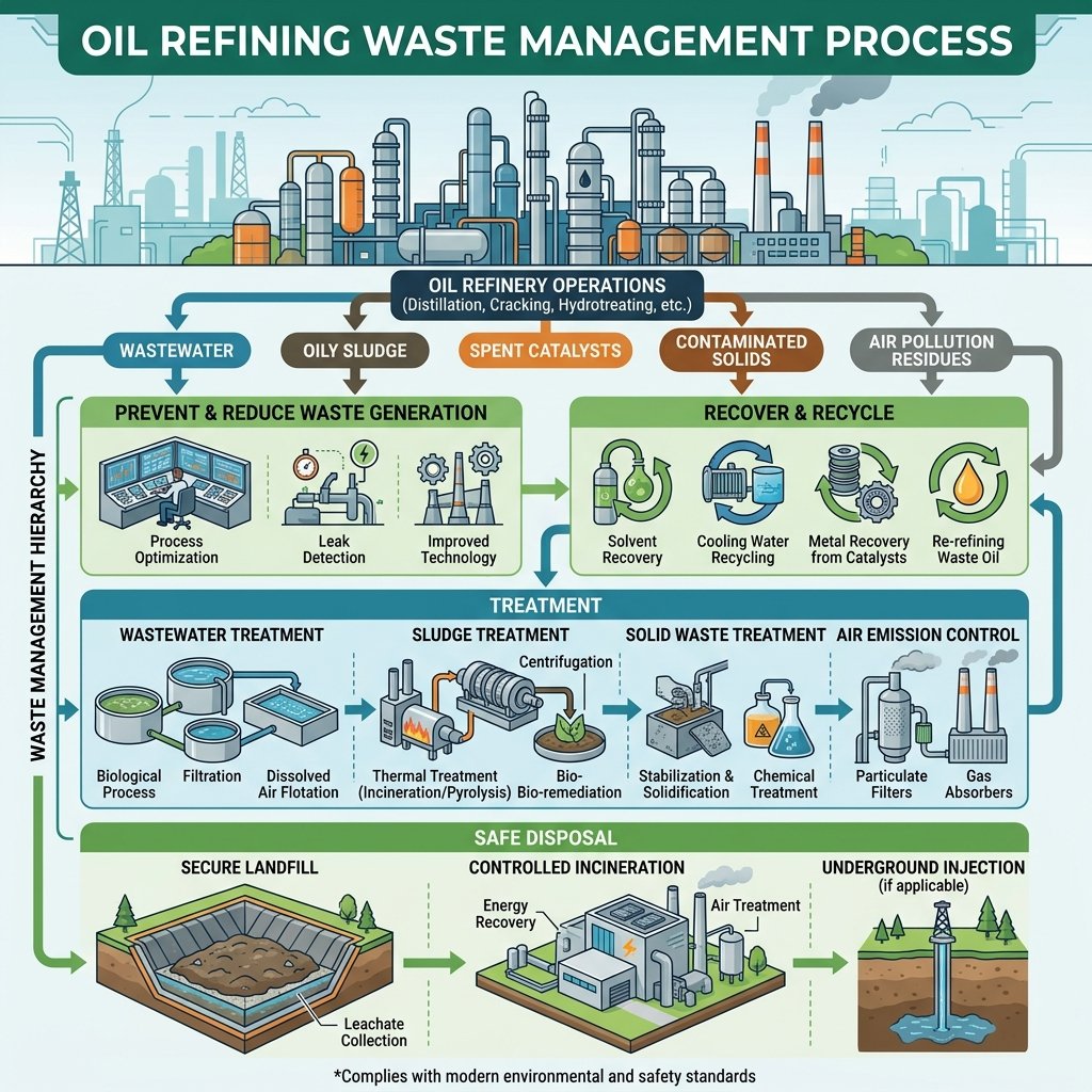 Oil Refining Waste Management at a modern petroleum refinery
